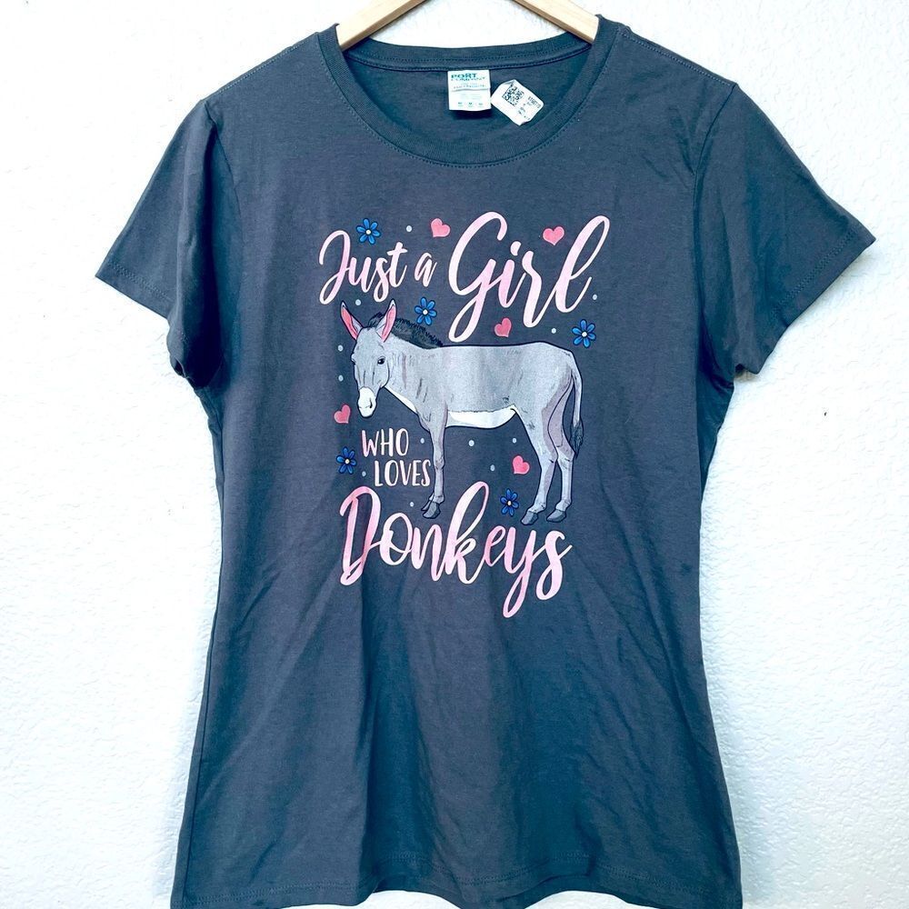 Donkey Girl Cute Graphic T-shirt Top M
